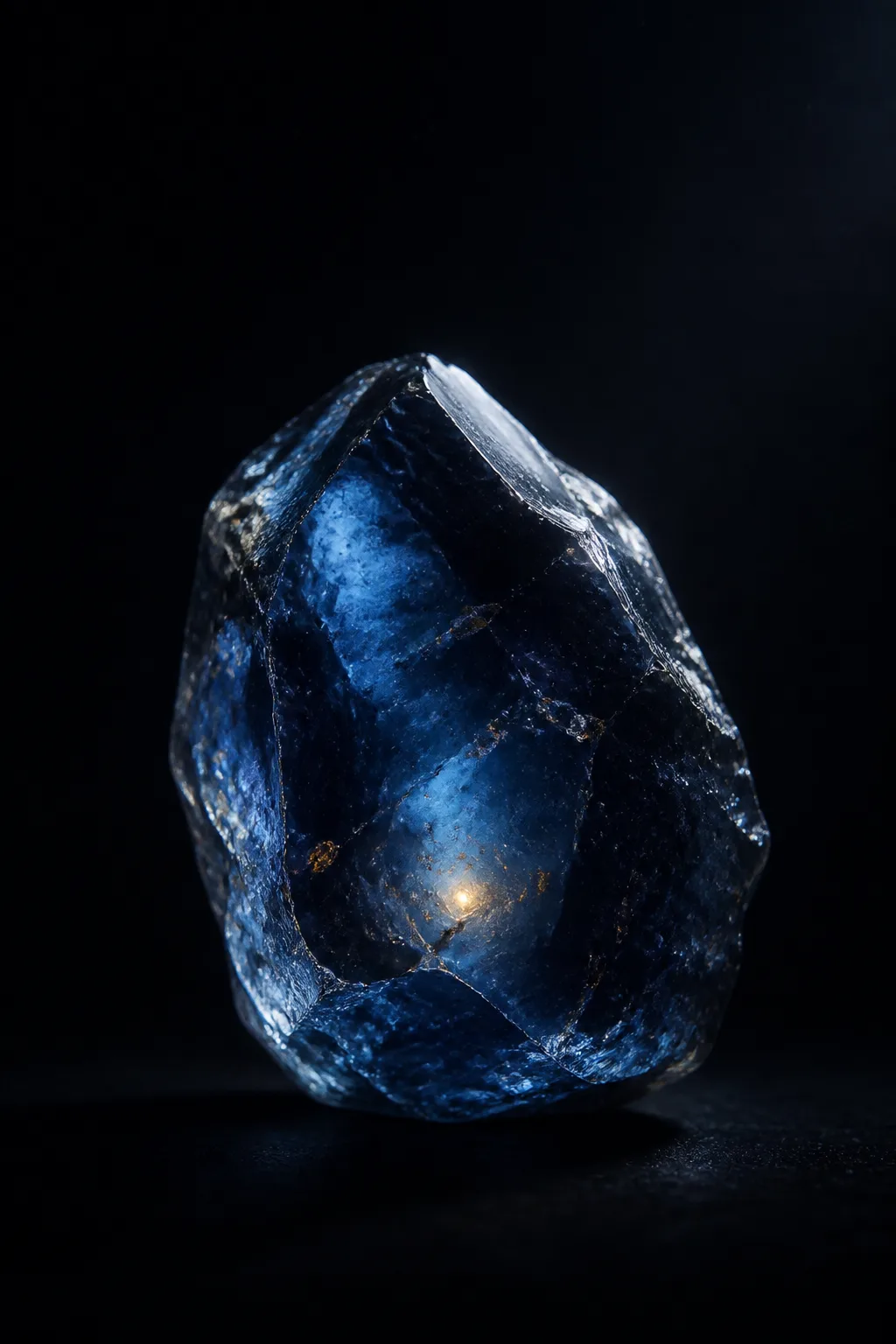 Translucent blue amber with a restrained warm core