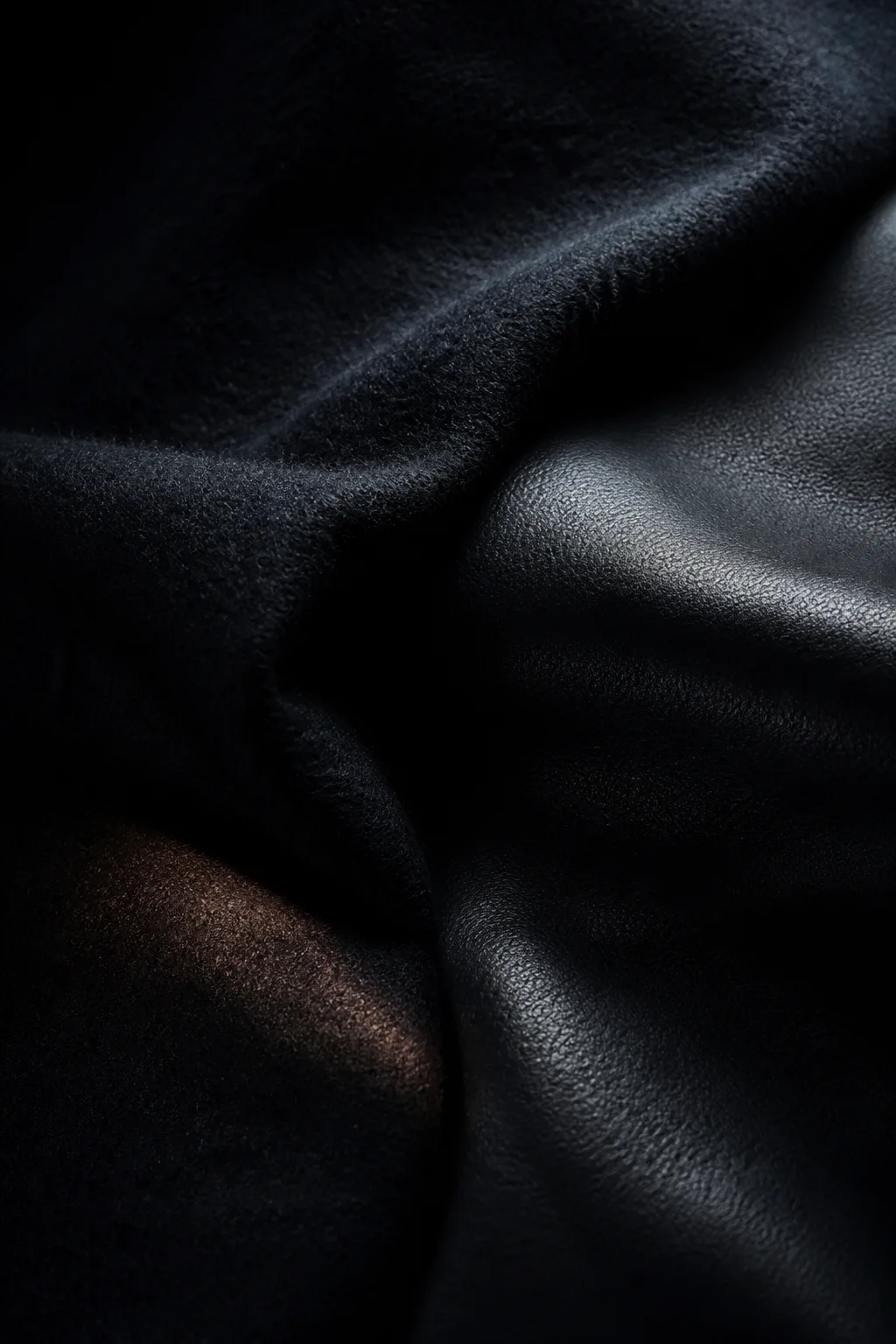 Black cashmere and leather textures